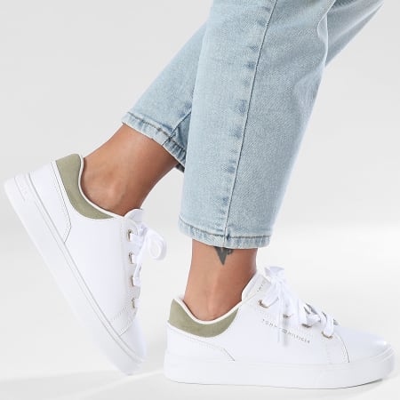 Tommy Hilfiger - Baskets Femme Casual Cupsole Sneaker 8816 White Earth Sage