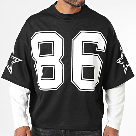 Uniplay - Tee Shirt Manches Longues Oversize Large 056 Noir Blanc
