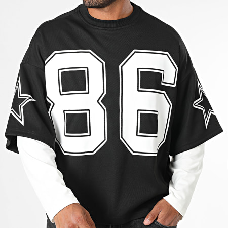 Uniplay - Tee Shirt Manches Longues Oversize Large 056 Noir Blanc