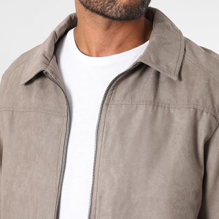 Jack And Jones - Veste Zippée Simili Cuir Dylan Shacket Taupe