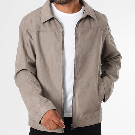 Jack And Jones - Veste Zippée Simili Cuir Dylan Shacket Taupe