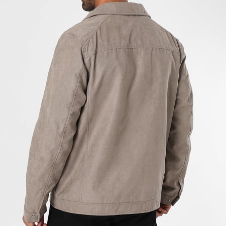 Jack And Jones - Veste Zippée Simili Cuir Dylan Shacket Taupe