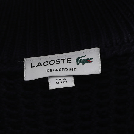 Lacoste - Pull Col Zippé Logo Brodé Crocodile Bleu Marine
