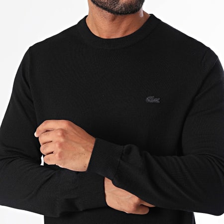 Lacoste - Pull Col Rond Regular Fit Logo Brodé Crocodile Noir