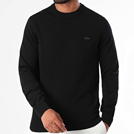 Lacoste - Pull Col Rond Regular Fit Logo Brodé Crocodile Noir