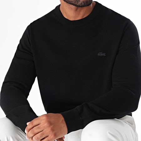 Lacoste - Pull Col Rond Regular Fit Logo Brodé Crocodile Noir