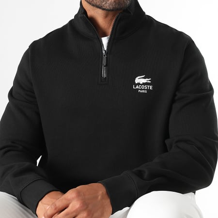 Lacoste - Sweat Col Montant Zippé Classic Fit Logo Crocodile Noir