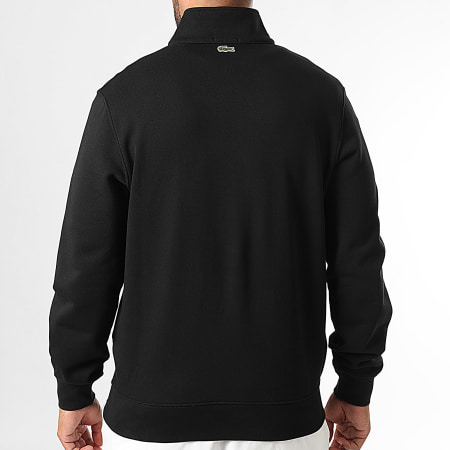 Lacoste - Sweat Col Montant Zippé Classic Fit Logo Crocodile Noir