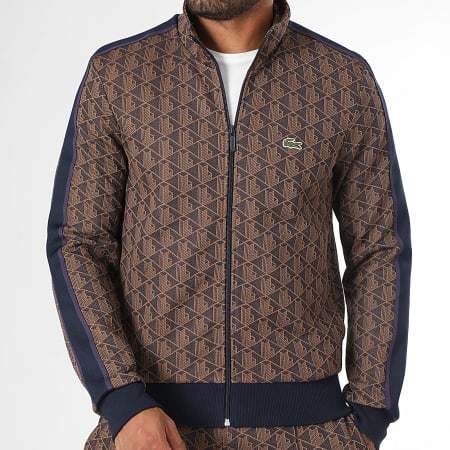 Lacoste - Cocodrilo Logotipo Bordado Cremallera Chaqueta Regular Fit Violeta Camel