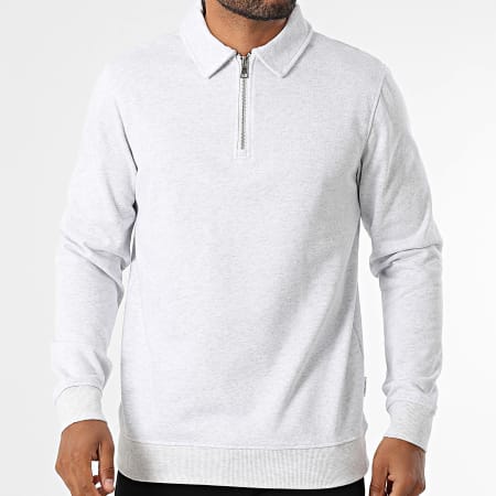 Only And Sons - Sweat Col Zippé David Gris Clair Chiné