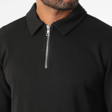 Only And Sons - David Zwarte Sweat Top met Ritssluiting