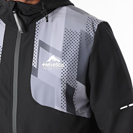 Helvetica - Veste Capuche Zippée Denis Noir Gris
