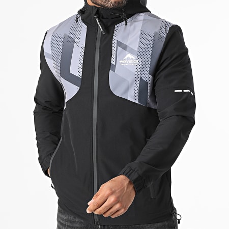 Helvetica - Veste Capuche Zippée Denis Noir Gris