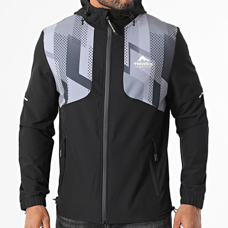 Helvetica - Veste Capuche Zippée Denis Noir Gris