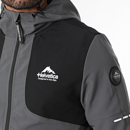Helvetica - Veste Capuche Zippée Swindon Gris Anthracite Noir