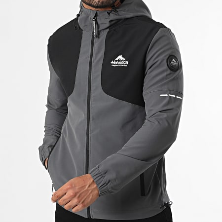 Helvetica - Veste Capuche Zippée Swindon Gris Anthracite Noir