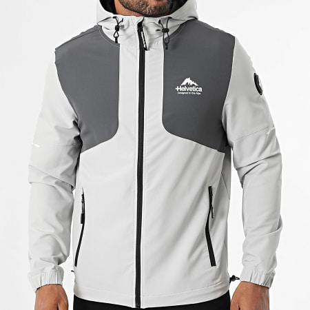 Helvetica - Veste Capuche Zippée Swindon Gris Clair Gris Anthracite