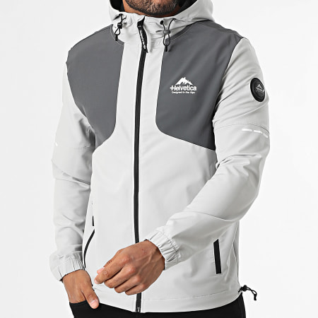 Helvetica - Veste Capuche Zippée Swindon Gris Clair Gris Anthracite