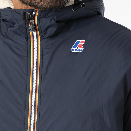 K-Way - Parka Longue Le Vrai 4.0 Eiffel East Orsetto Bleu Marine