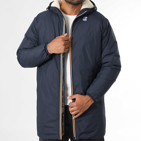 K-Way Parka Longue Le Vrai Eiffel East Orsetto Bleu Marine
