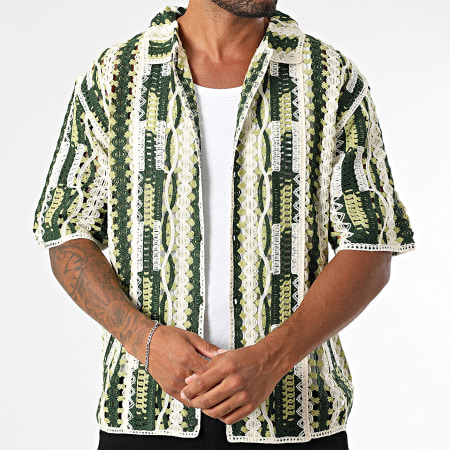Frilivin - Chemise Manches Courtes Ajourée 024 Beige Vert