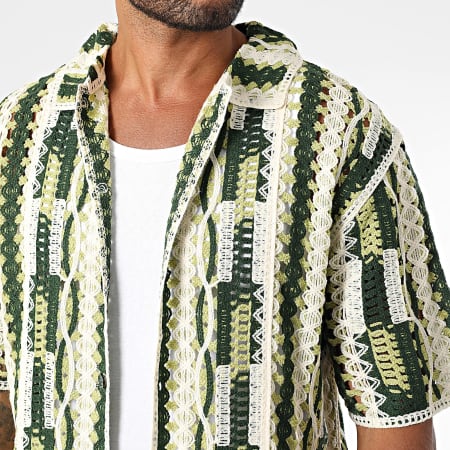 Frilivin - Chemise Manches Courtes Ajourée 024 Beige Vert