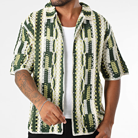 Frilivin - Chemise Manches Courtes Ajourée 024 Beige Vert