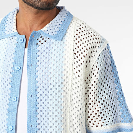 Frilivin - Chemise Manches Courtes Ajourée 994 Beige Bleu Clair