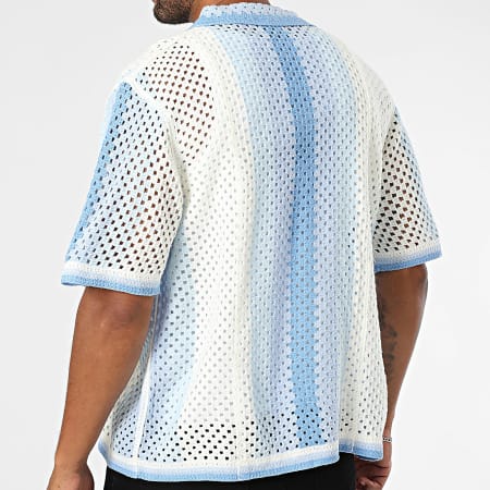 Frilivin - Chemise Manches Courtes Ajourée 994 Beige Bleu Clair