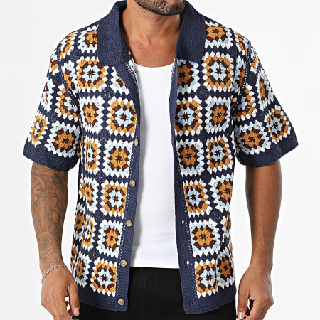 Frilivin - Chemise Manches Courtes Ajourée 275 Bleu Marine