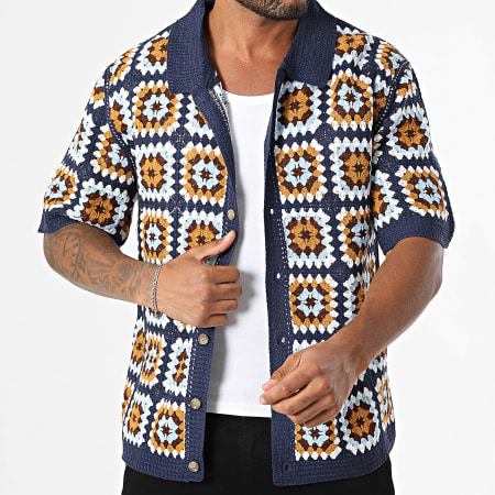 Frilivin - Chemise Manches Courtes Ajourée 275 Bleu Marine