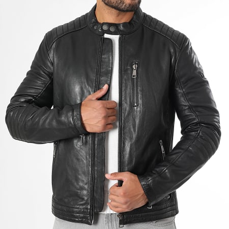 Redskins - Veste Cuir Zippée Formula Stown Noir