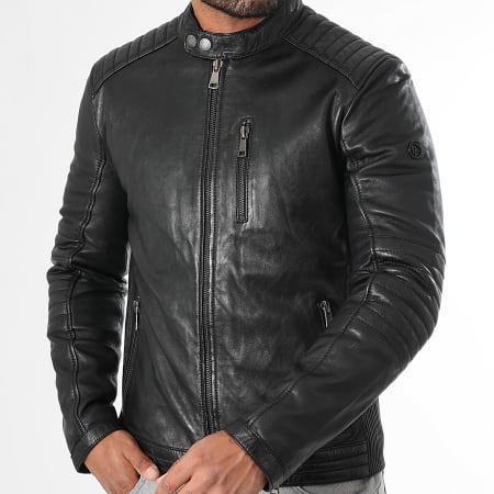 Redskins - Veste Cuir Zippée Formula Stown Noir