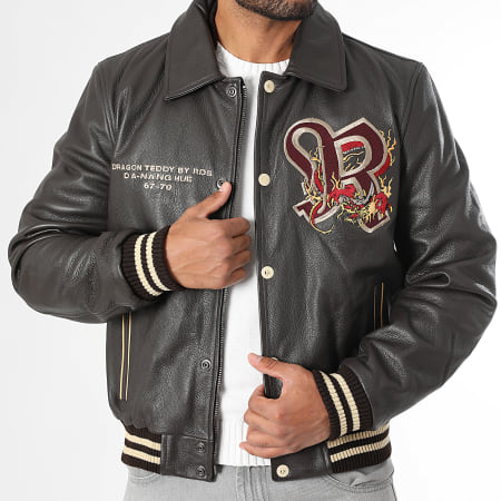 Redskins - Veste Cuir Zippée Dragon Cohiba Marron