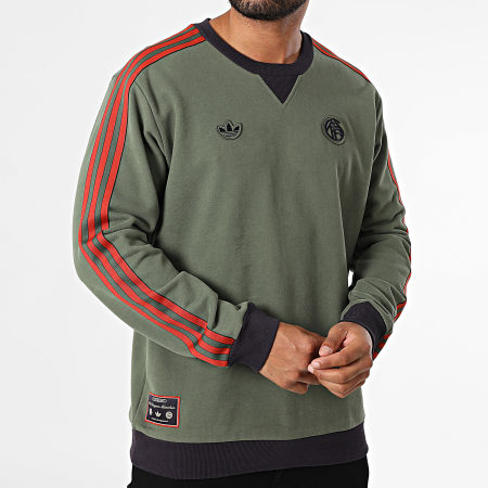 Crewneck Sweatshirt With Stripes Bayern Munich Icon JM9428 Khaki Green