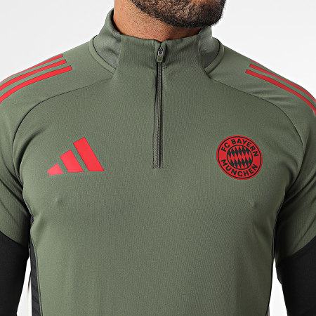 Adidas Sportswear - Tee Shirt Manches Longues A Bandes Bayern Munich JN5621 Vert Kaki Noir Beige