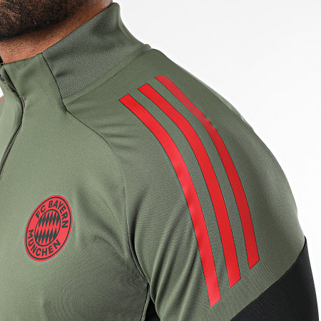 Adidas Sportswear - Tee Shirt Manches Longues A Bandes Bayern Munich JN5621 Vert Kaki Noir Beige