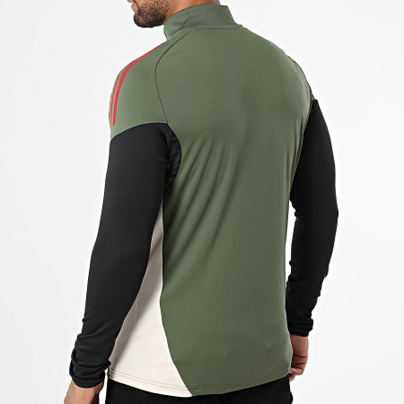 Adidas Sportswear - Tee Shirt Manches Longues A Bandes Bayern Munich JN5621 Vert Kaki Noir Beige