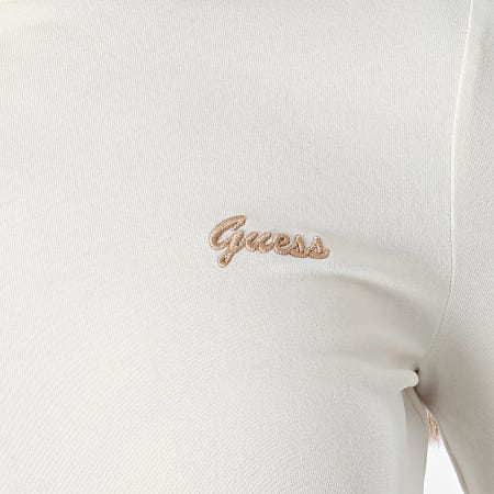Guess - Tee Shirt Manches Longues Col Cheminée Femme V5BP10-KCBF1 Beige Clair