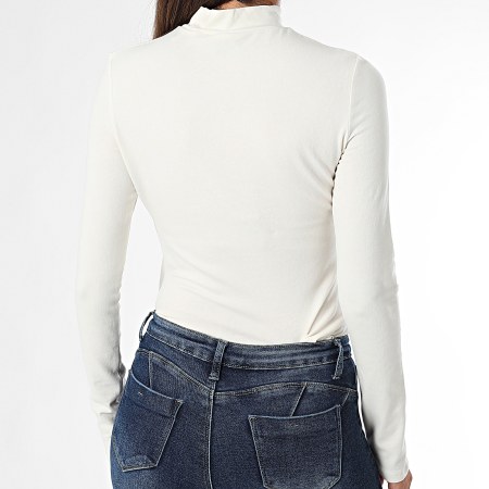 Guess - Tee Shirt Manches Longues Col Cheminée Femme V5BP10-KCBF1 Beige Clair