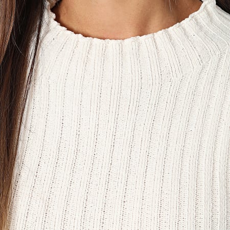 Tiffosi - Pull Col Montant Côtelé Femme Fortuna 10061613 Beige Clair