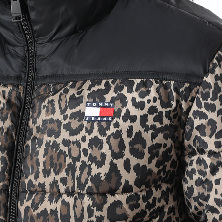 Tommy Jeans - Consolador con capucha y cremallera 1967 Mujer Negro Beige Leopardo