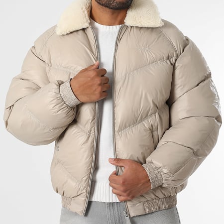 Schott NYC - Collin Beige Mouton Collar Down Jacket