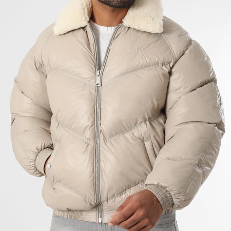 Schott NYC - Collin Beige Mouton Collar Down Jacket