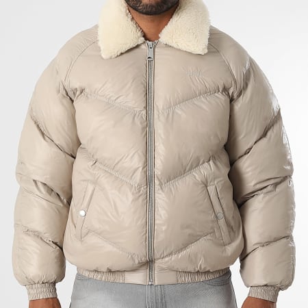Schott NYC - Collin Beige Mouton Collar Down Jacket