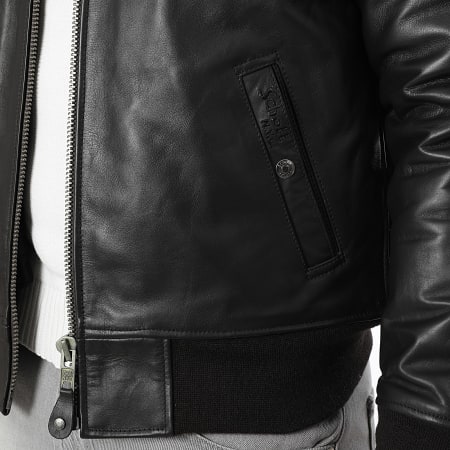 Schott NYC - Veste Cuir Véritable Col Mouton LC1380 Marron Foncé