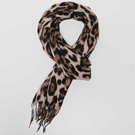 Deeluxe - Echarpe Femme Leslie Beige Noir Marron Leopard