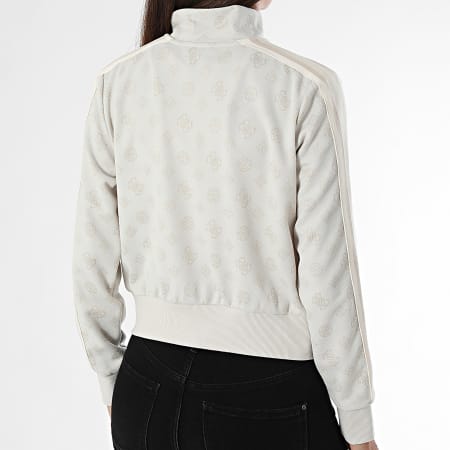 Guess - Veste Zippée A Bandes Femme V5YQ07-K0282 Beige Clair