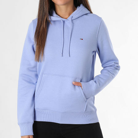 Tommy Jeans - Sweat Capuche Regular Femme Flag 9958 Bleu Clair