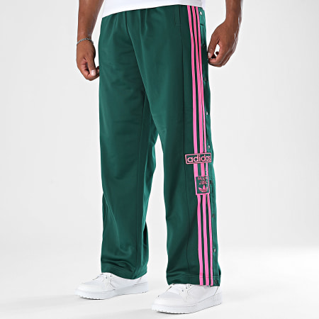 Adidas Originals - Pantalon Jogging A Bandes Adibreak KD6662 Vert Foncé Rose Fluo